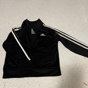 adidas Black Jacket with White Sleeve Stripes